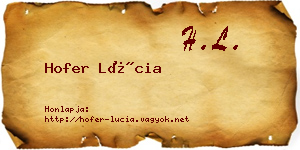 Hofer Lúcia névjegykártya